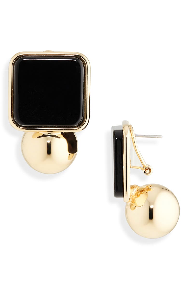 Carolina Herrera Geometric Drop Earrings, Main, color, Black Multi