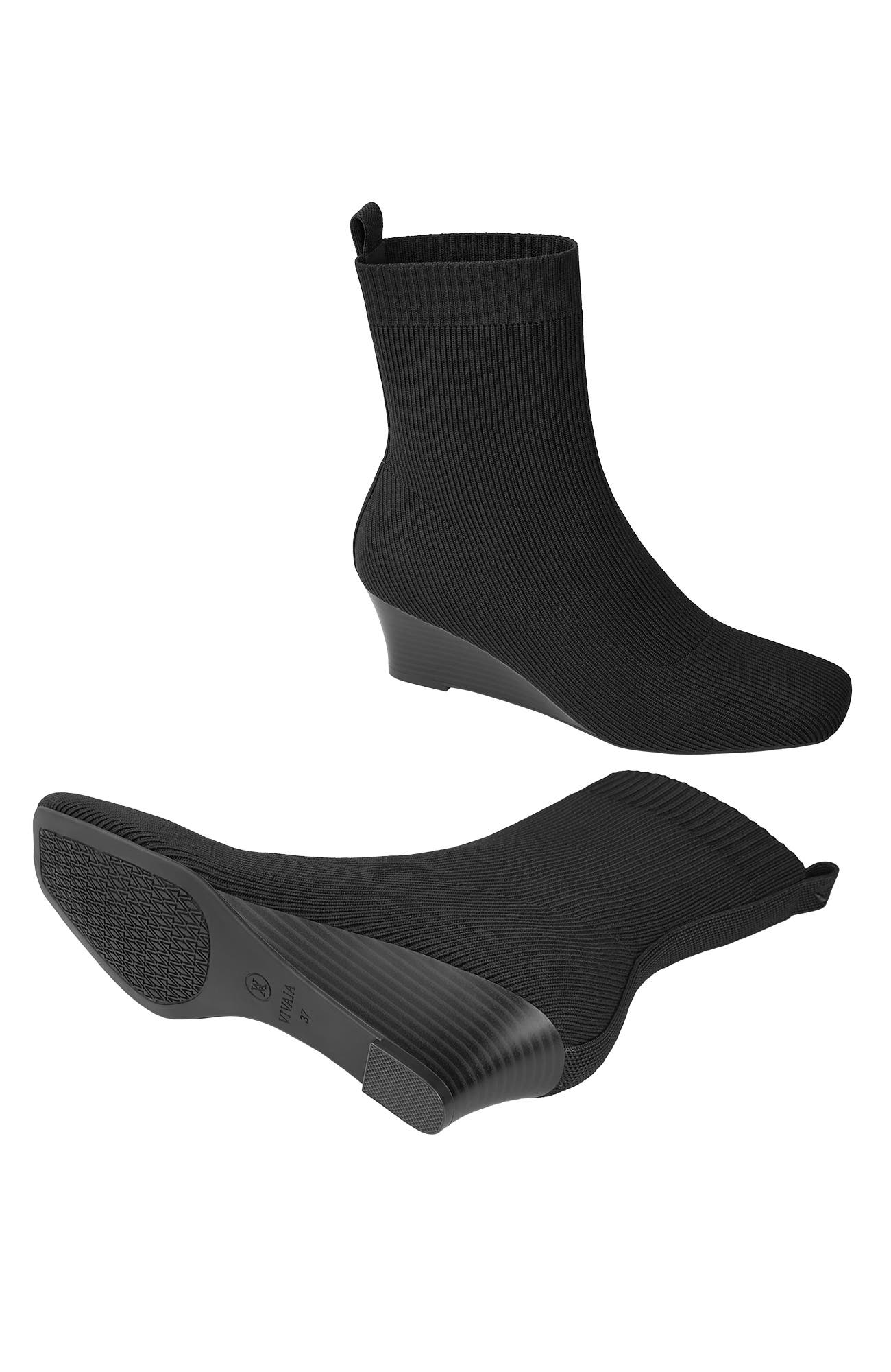 VIVAIA Margot Wedge Bootie Square-Toe Water-Repellent Boots, Alternate, color, Black