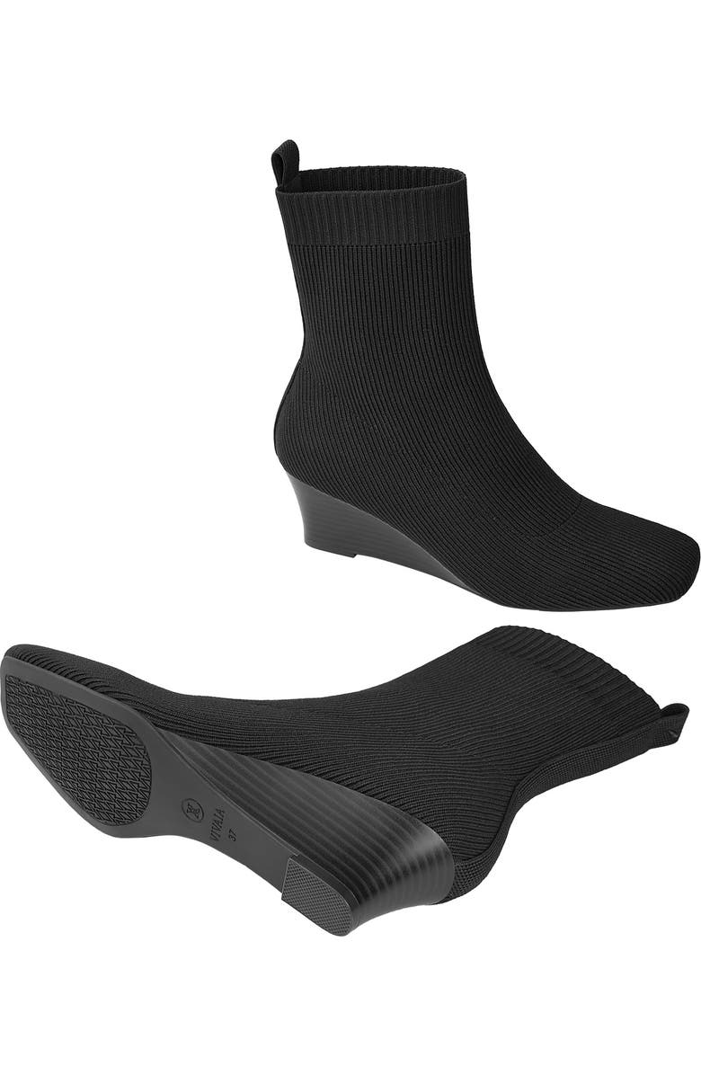 VIVAIA Margot Wedge Bootie Square-Toe Water-Repellent Boots, Alternate, color, Black