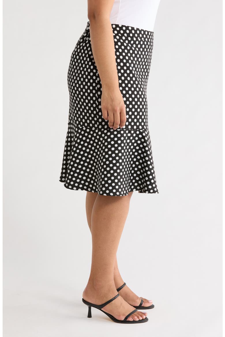 Dot Frill Hem Skirt, Alternate, color, BLACK/ LILY WHITE