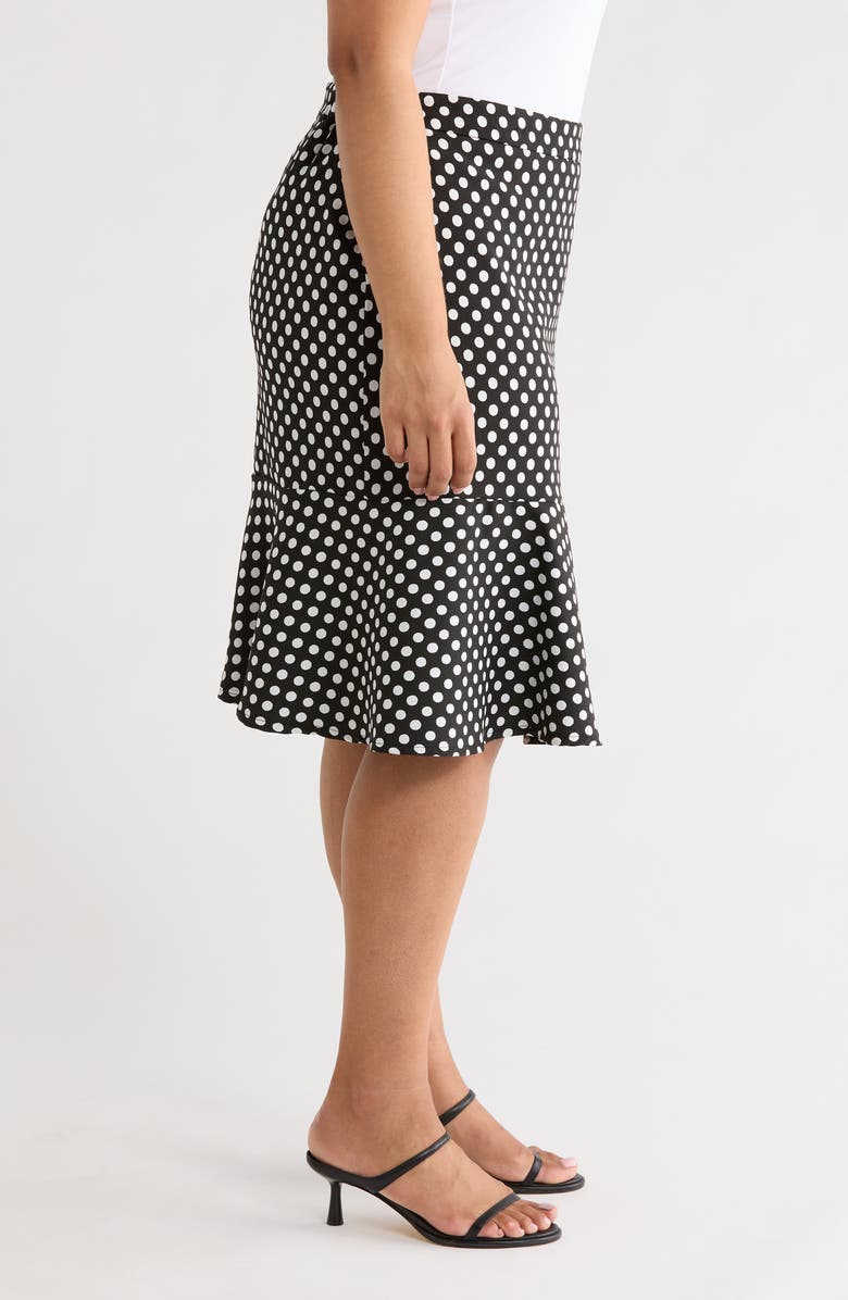 KASPER Dot Frill Hem Skirt, Alternate, color, Black/ Lily White