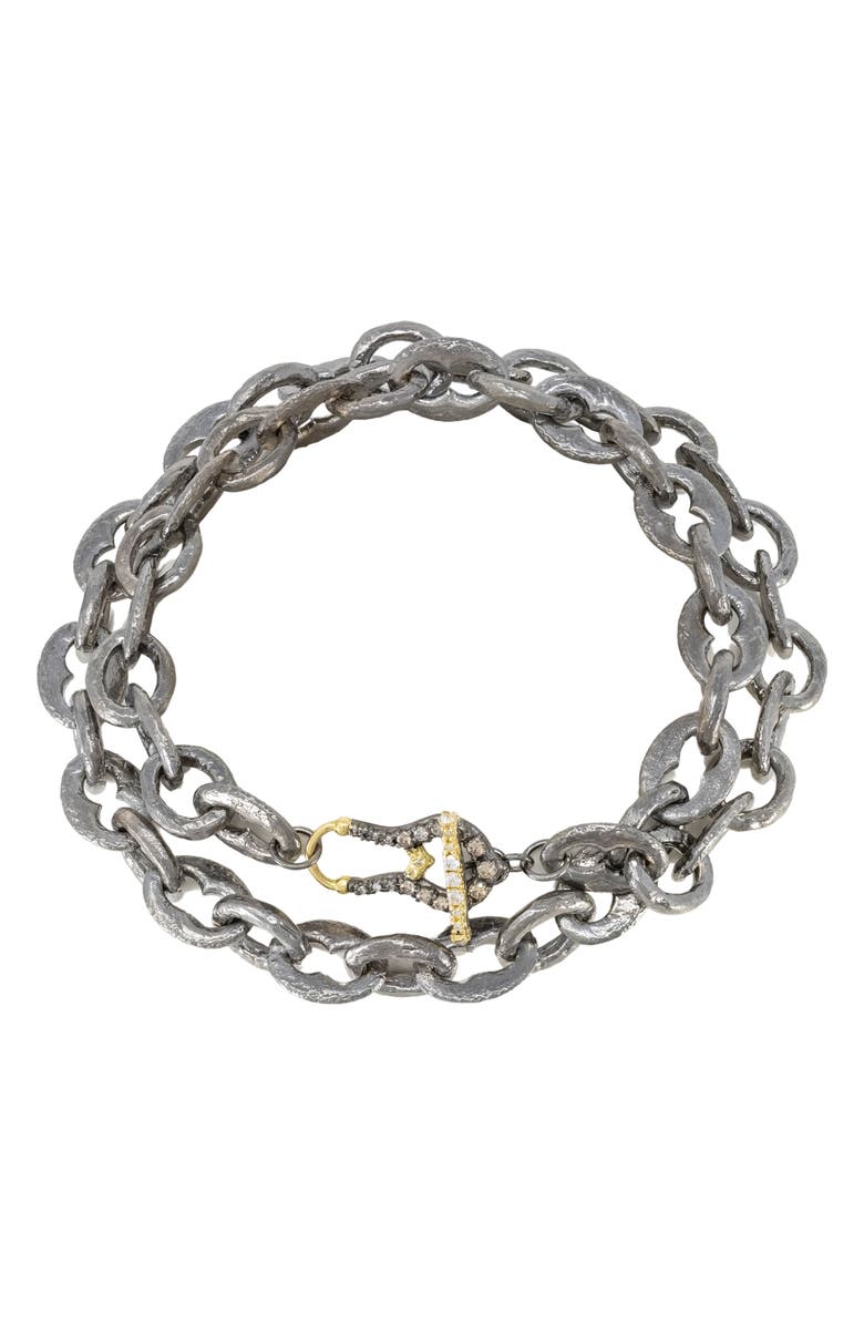 Armenta Pavé Diamond Toggle Link Necklace, Alternate, color, Silver/ Gold