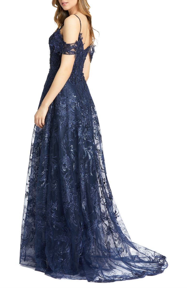 Mac Duggal Embellished Cold Shoulder Sweetheart A Line Gown, Alternate, color,