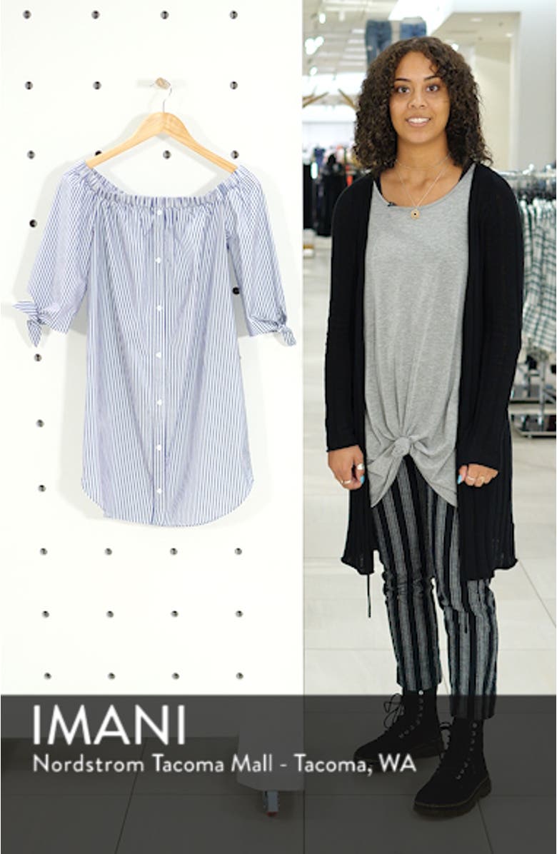 Stripe Off-the-shoulder Poplin Shirtdress, sales video thumbnail