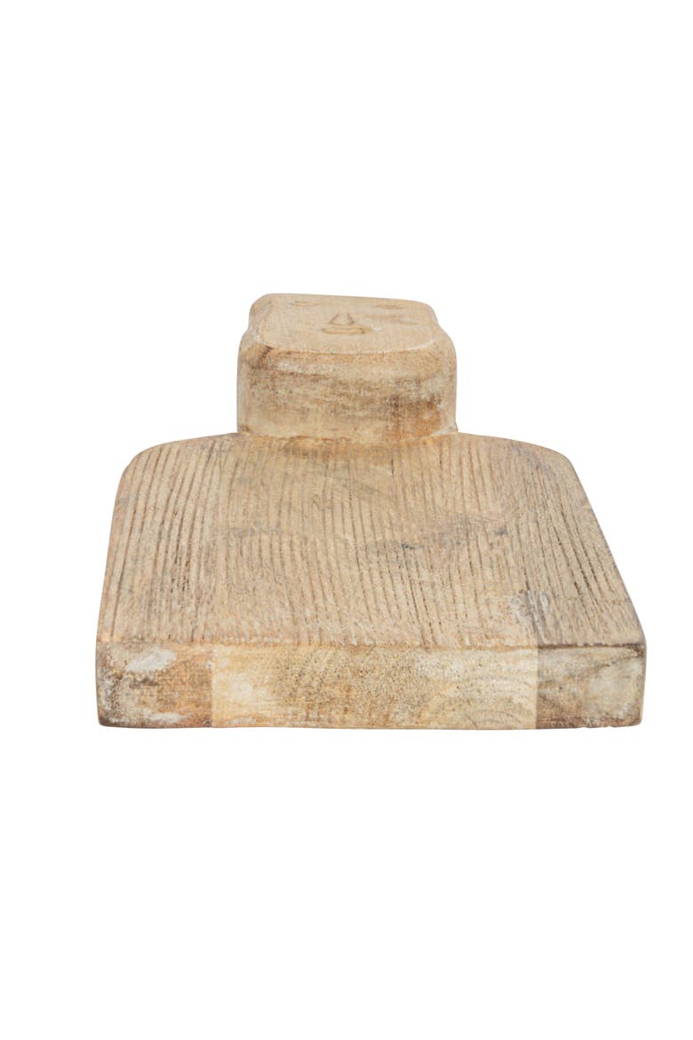 Medium Hand-Carved Mango Wood Cheese Slicer and Cutting Board with Face Handle Design and Combed Finish, Natural, Alternate, color, Natural