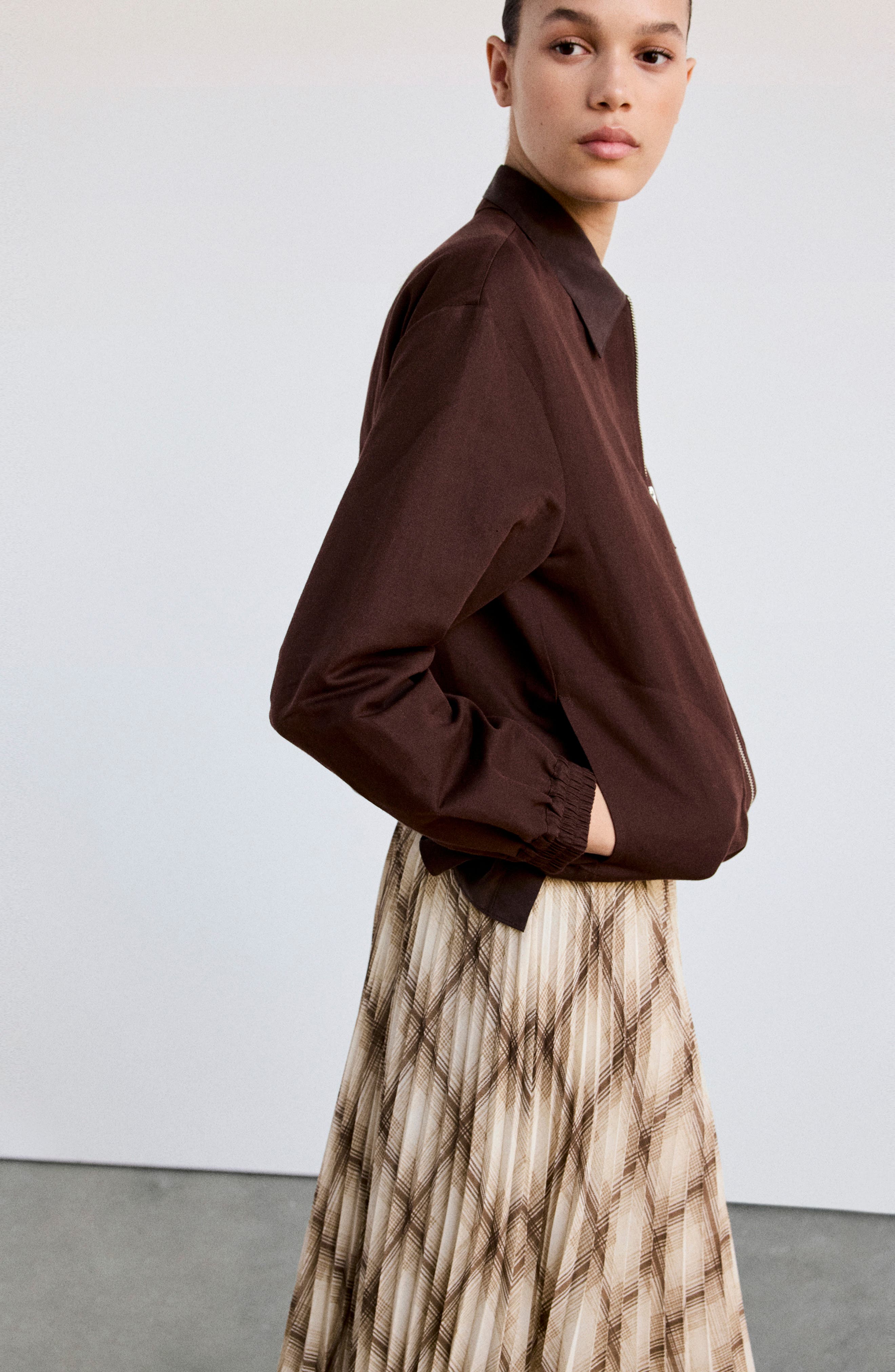 MANGO Check Pleated Maxi Skirt (Women) | Nordstrom