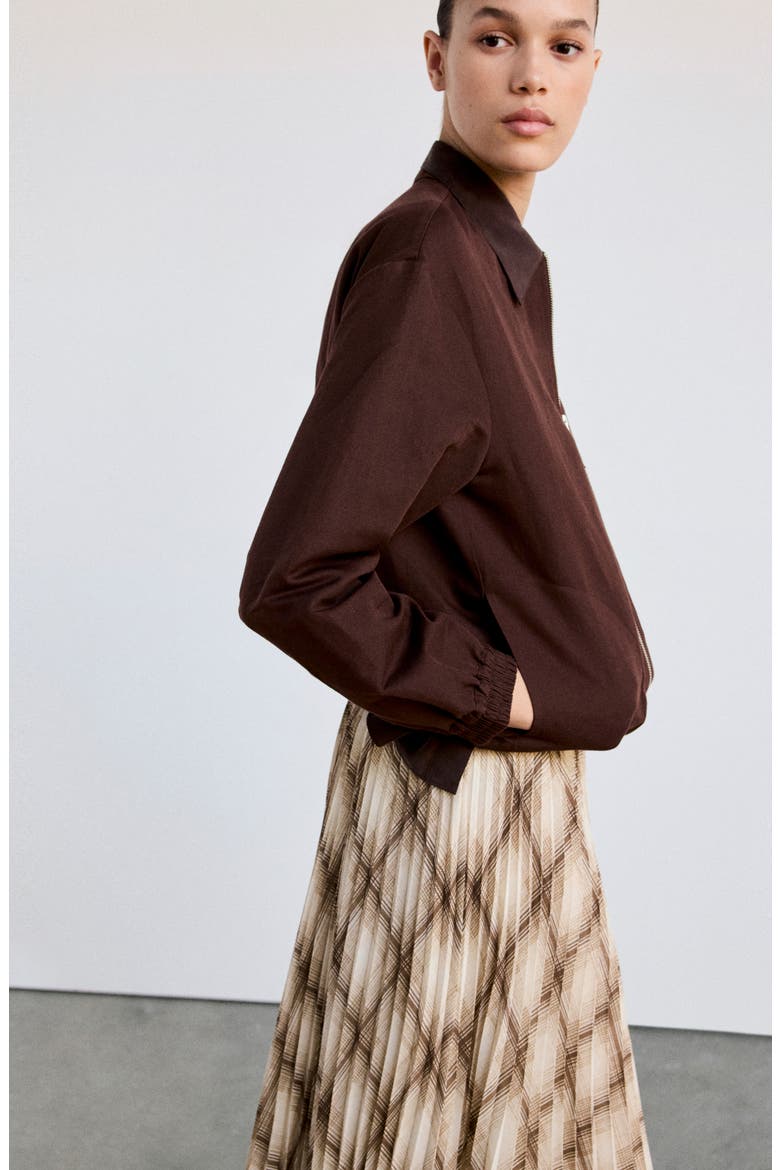 Check Pleated Maxi Skirt, Alternate, color, BROWN