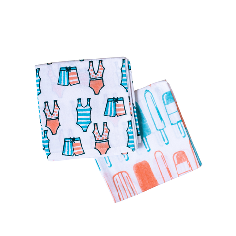 Tea Towel Set - Swimsuits & Popsicles