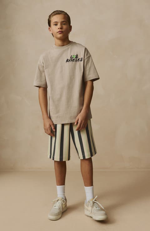 Kids' Oversize LA Graphic T-Shirt & Stripe Drawstring Shorts Set (Little Kid & Big Kid)