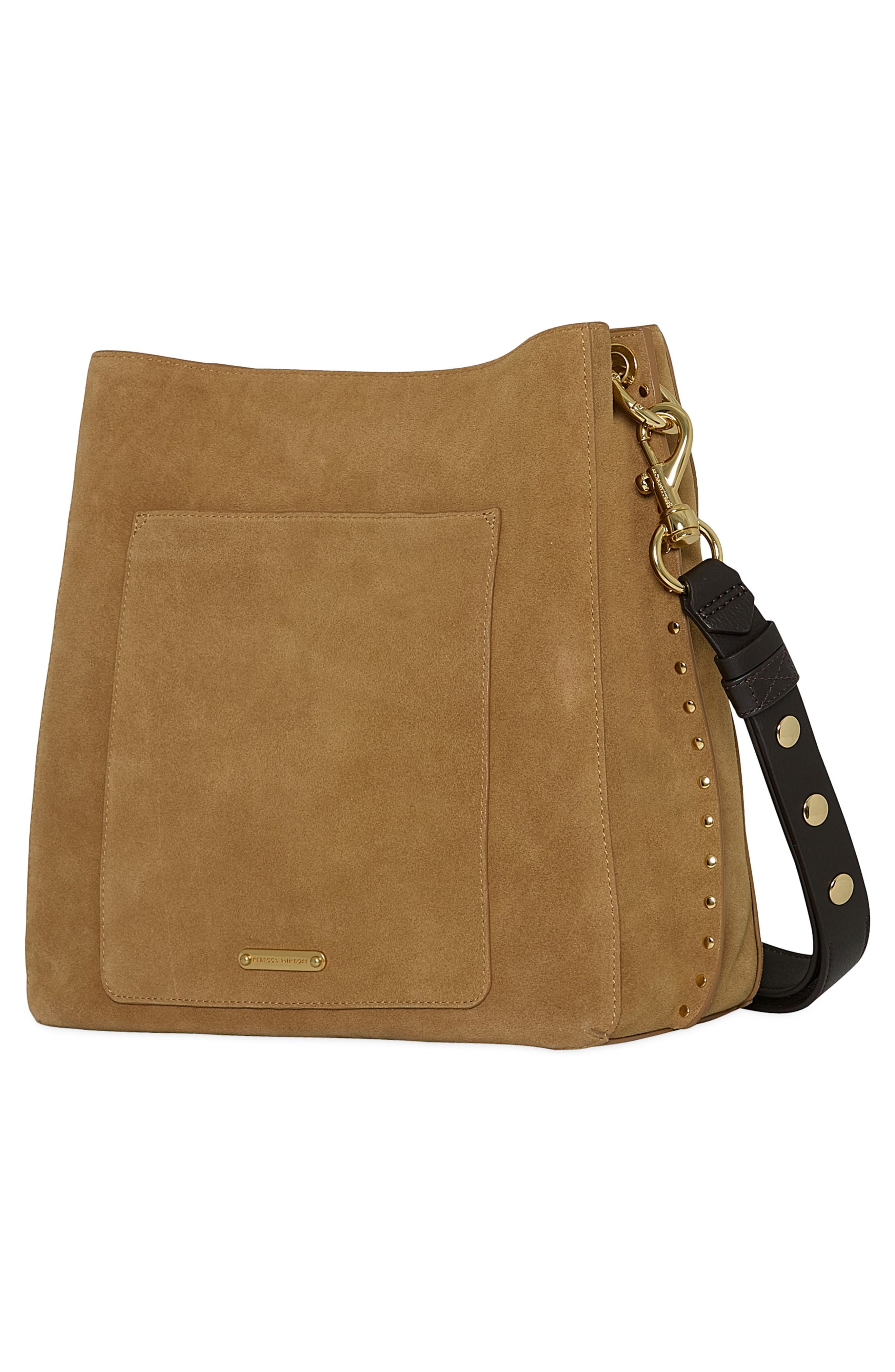 Rebecca Minkoff Darren Suede Shoulder Bag, Alternate, color, Chest/ Fond