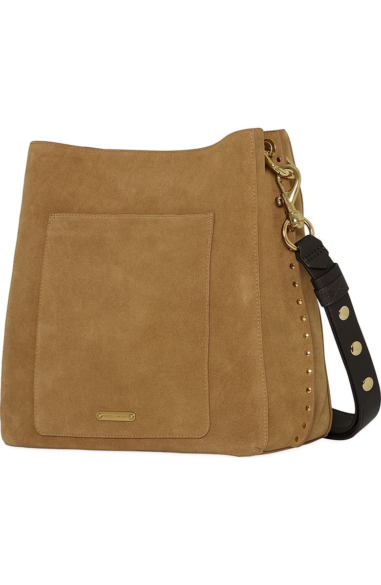 Rebecca Minkoff Darren Suede Shoulder Bag, Alternate, color, Chest/ Fond