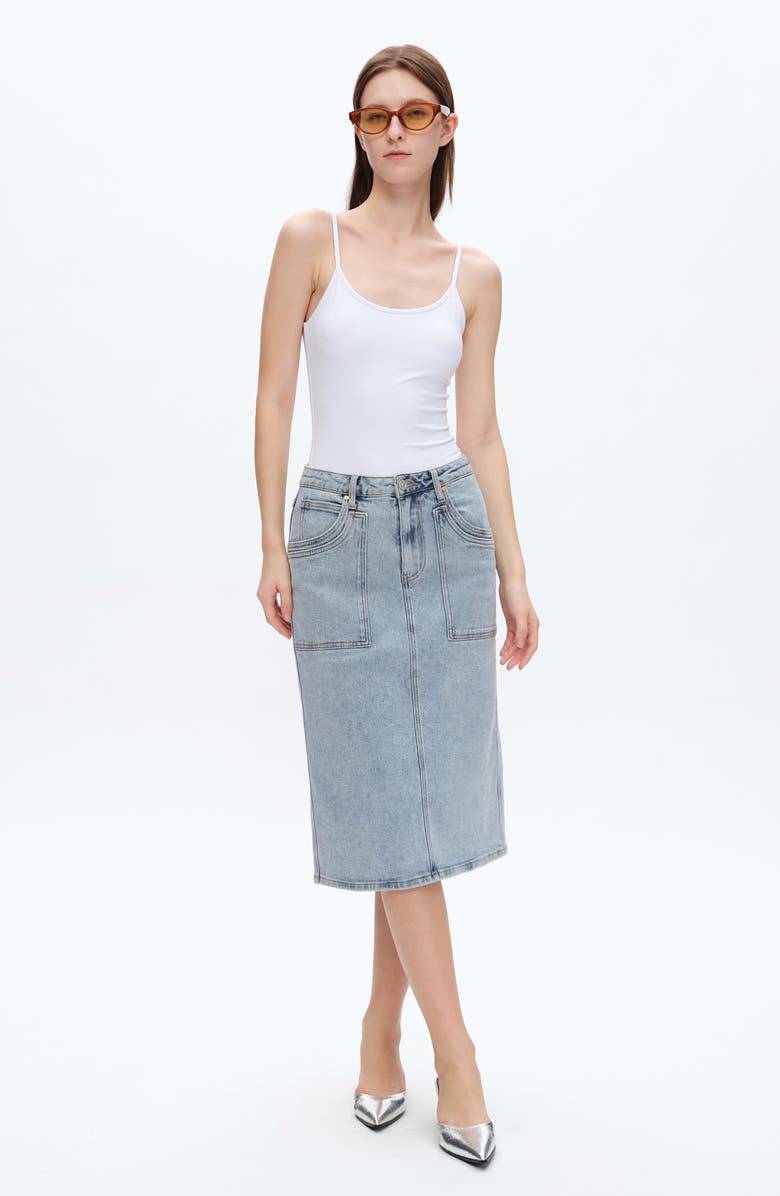Bayeas Beth Denim Midi Skirt, Alternate, color, Whispy