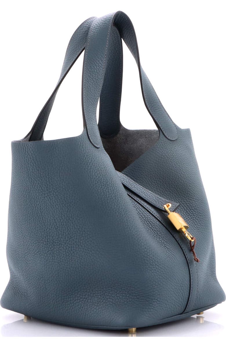 Pre-Owned Hermes Picotin Lock Bag Clemence MM, Alternate, color, Bleu Orage