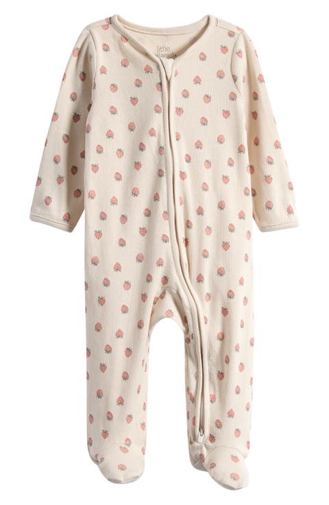Print Stretch Organic Cotton Zip Footie (Baby)