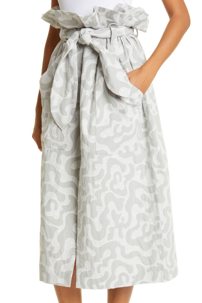Kayleen Abstract Print Jacquard Organic Cotton Skirt, Alternate, color, GREY WHITE