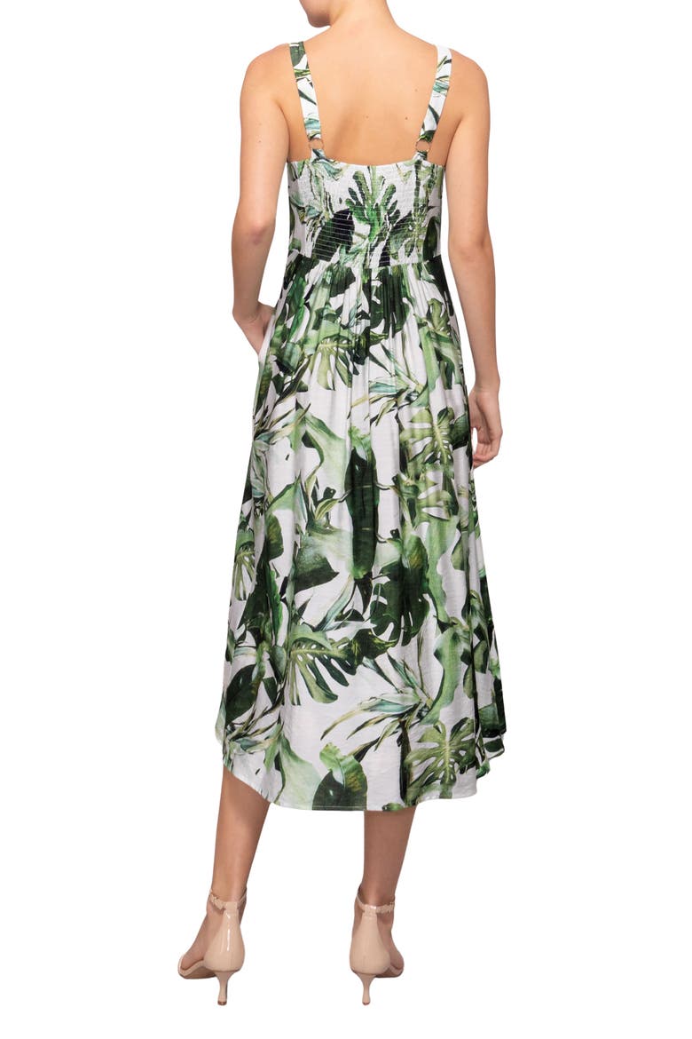 Fit & Flare Midi Sundress, Alternate, color, IVORY GREEN TROPICAL