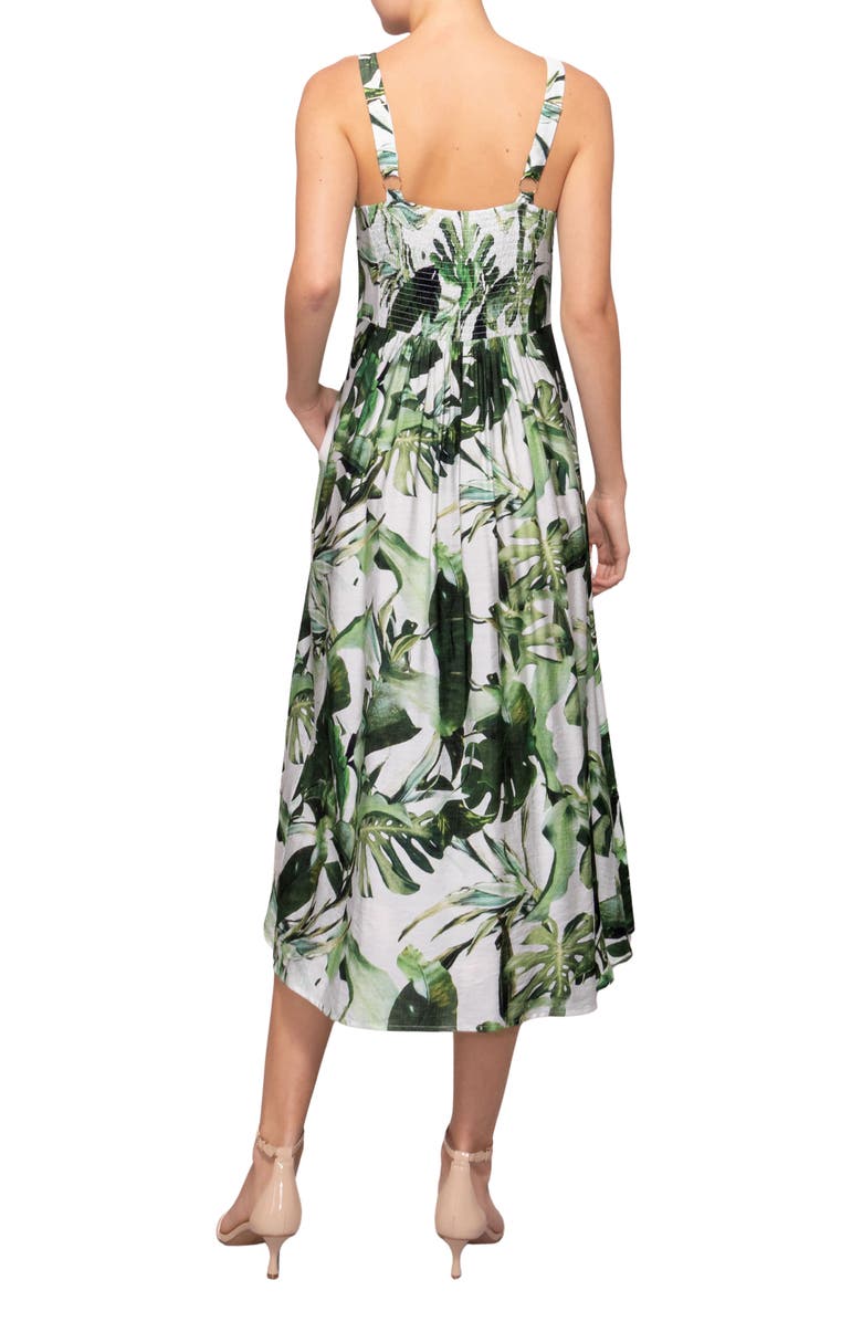 MELLODAY Fit & Flare Midi Sundress, Alternate, color, Ivory Green Tropical