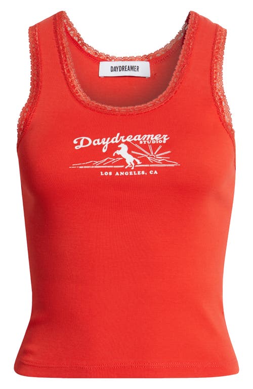 Daydreamer Studio Lace Accent Cotton Graphic Tank