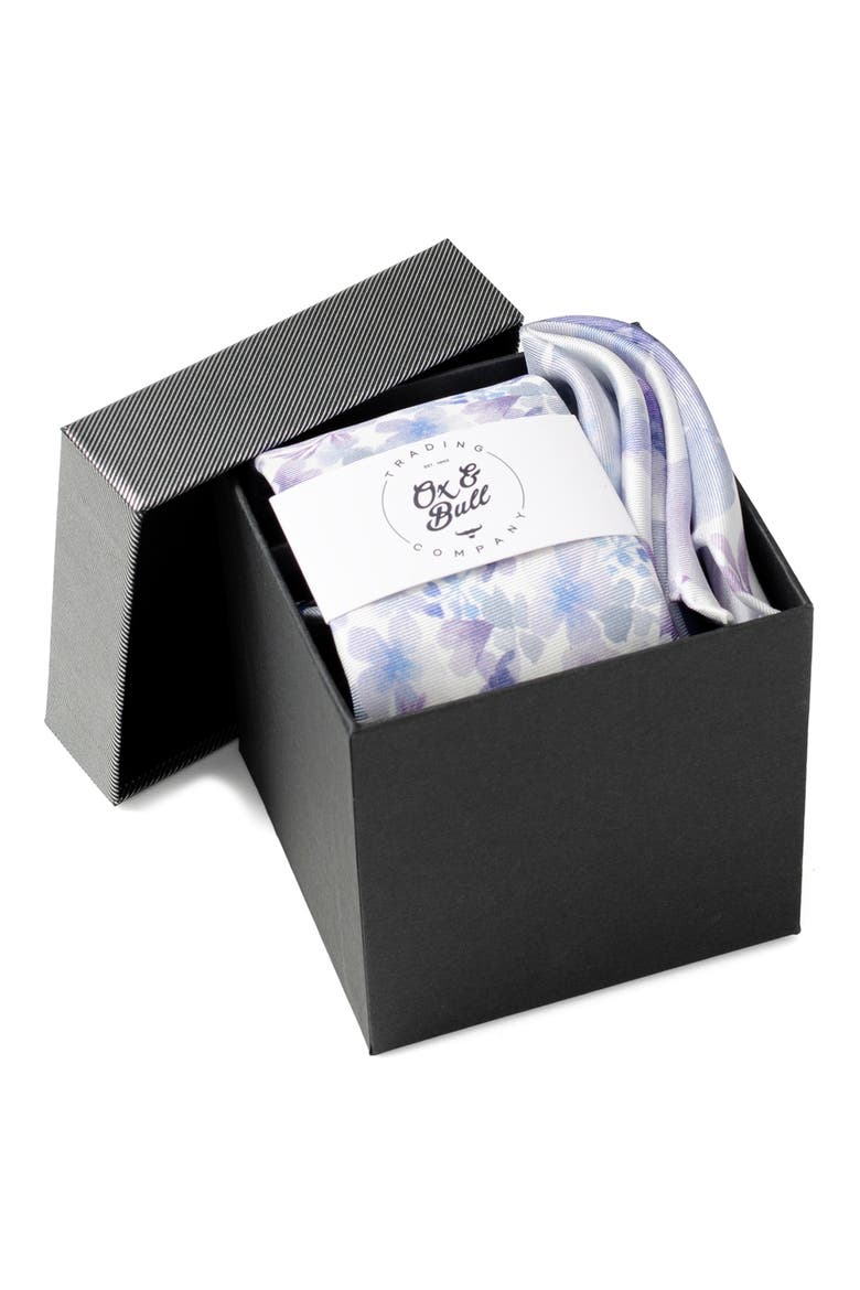 Watercolor Silk Tie & Pocket Square Set, Alternate, color, WHITE MULTI