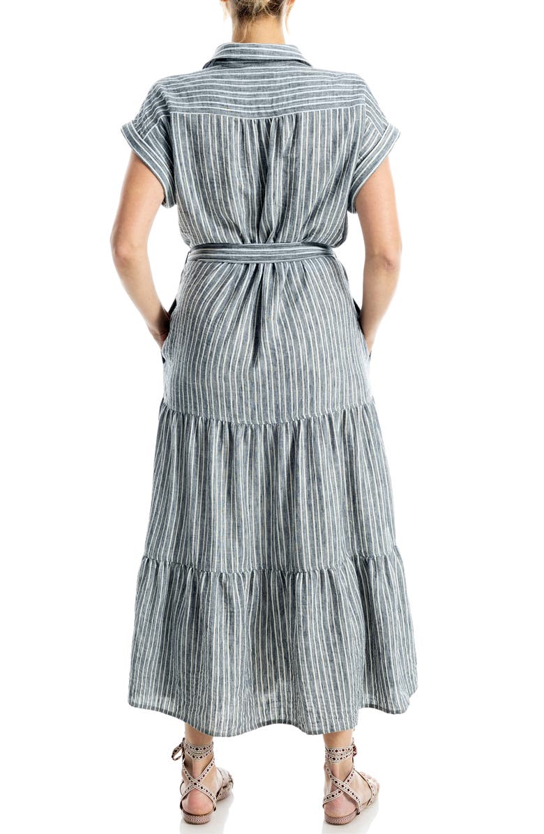 MAX STUDIO Cap Sleeve Maxi Shirtdress, Alternate, color, Black/ White Stripe