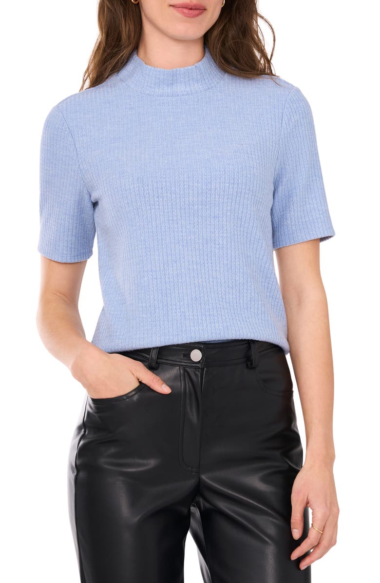 Halogen<sup>®</sup> Rib Mock Neck Top, Main, color, Clear Blue Sky