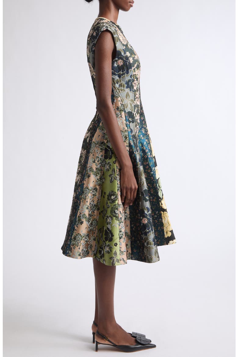 Mixed Floral Jacquard Dress, Alternate, color, BLACK / YELLOW MULTI