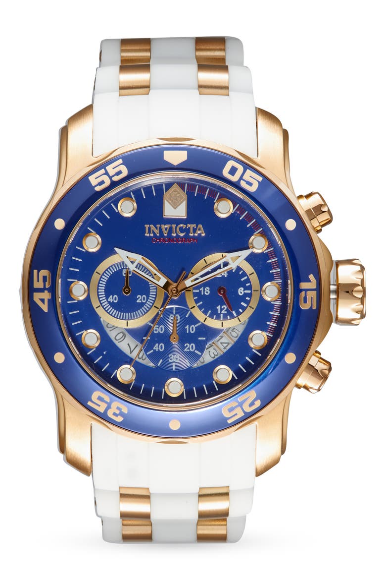 Pro Diver Silicone Strap Chronograph Watch, 48mm, Main, color, BLUE