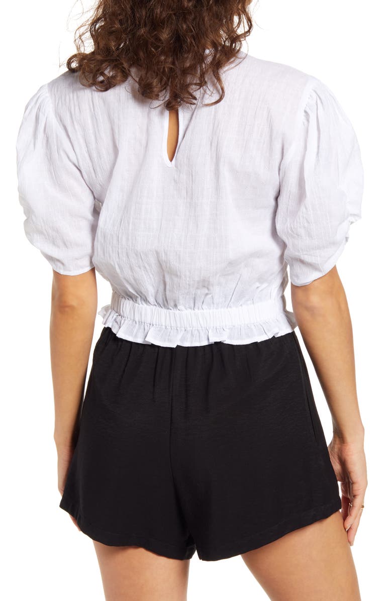 Open Edit Smocked Short Sleeve Top, Alternate, color,