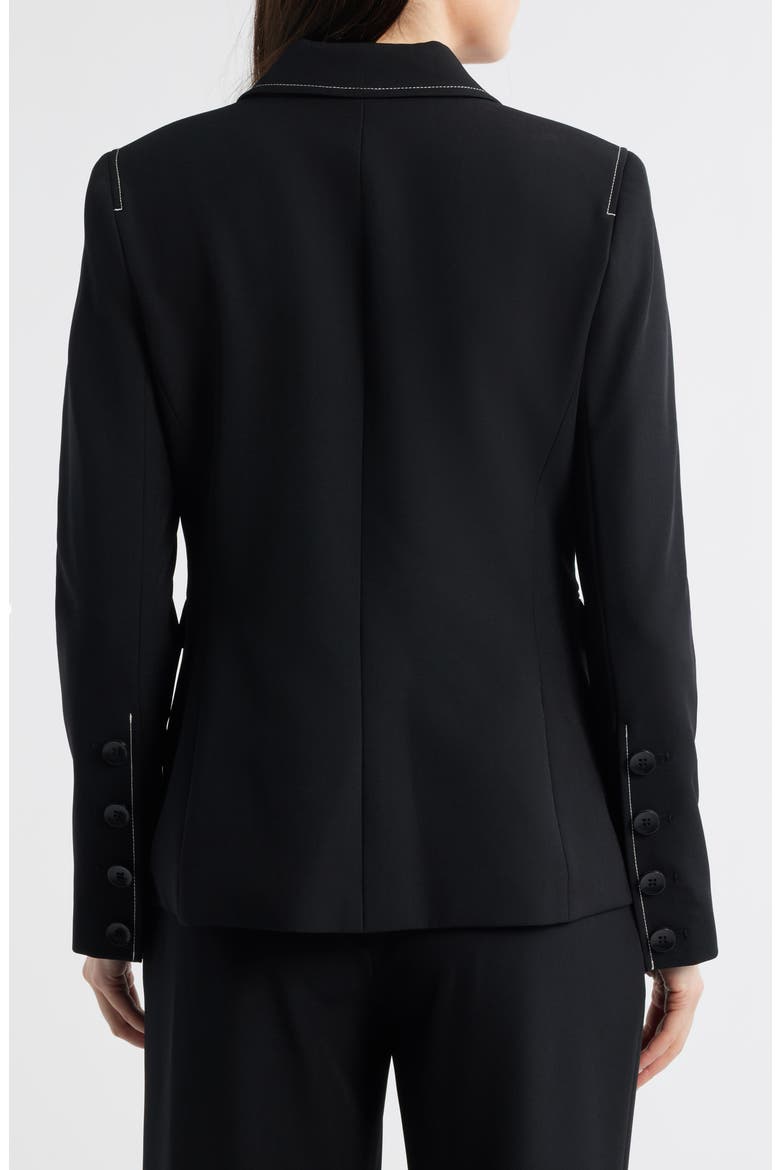 Topstitch Detail One-Button Jacket, Alternate, color, BLACK WHITE