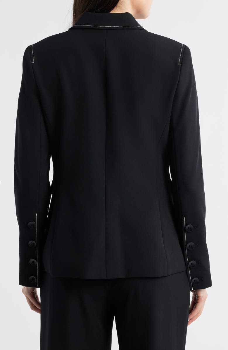 Tahari ASL Topstitch Detail One-Button Jacket, Alternate, color, Black White