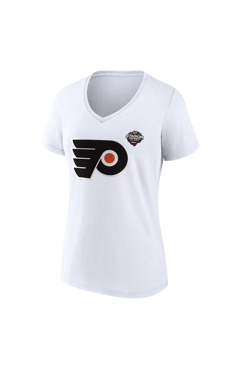 FANATICS Women's Fanatics Branded White Philadelphia Flyers 2024 NHL Stadium Series Logo V-Neck T-shirt, Alternate, color, White