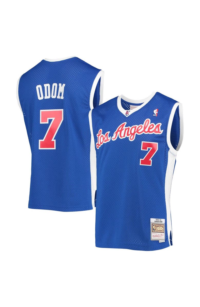 Mitchell & Ness Men's Mitchell & Ness Lamar Odom Royal LA Clippers 2002-03 Hardwood Classics Swingman Jersey, Alternate, color, 