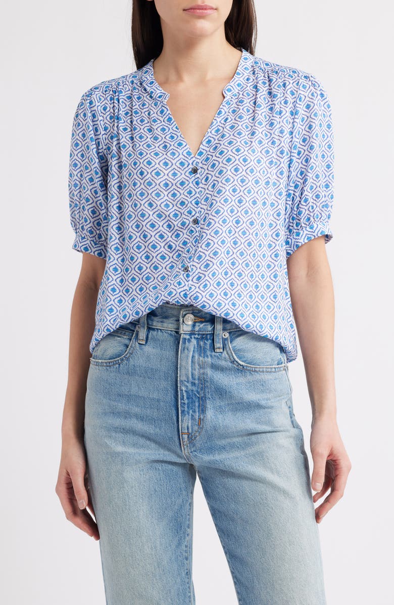 Hatley Painted Petals Ivy Modal Button-Up Top, Main, color, 