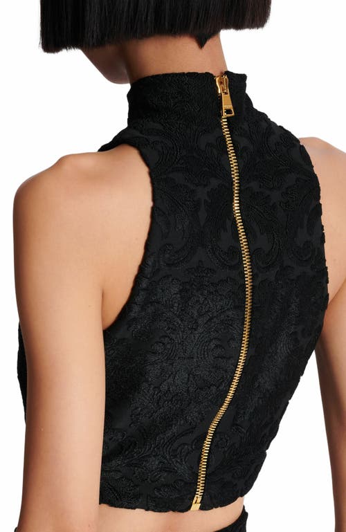 Balmain Women Baroque Crop Top In Black