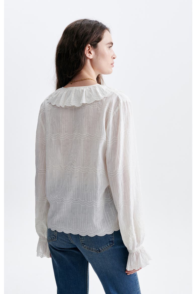 Helea V-Neck Ruffled Blouse, Alternate, color, Ecru