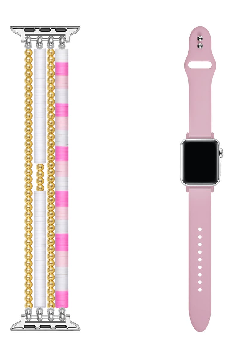 Posh Tech Bestie 2-Pack Beaded & Silicone Apple Watch<sup>®</sup> Watchbands, Main, color,