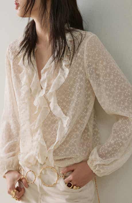 Ruffle Detail Embroidered Top