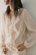 MANGO Ruffle Detail Embroidered Top