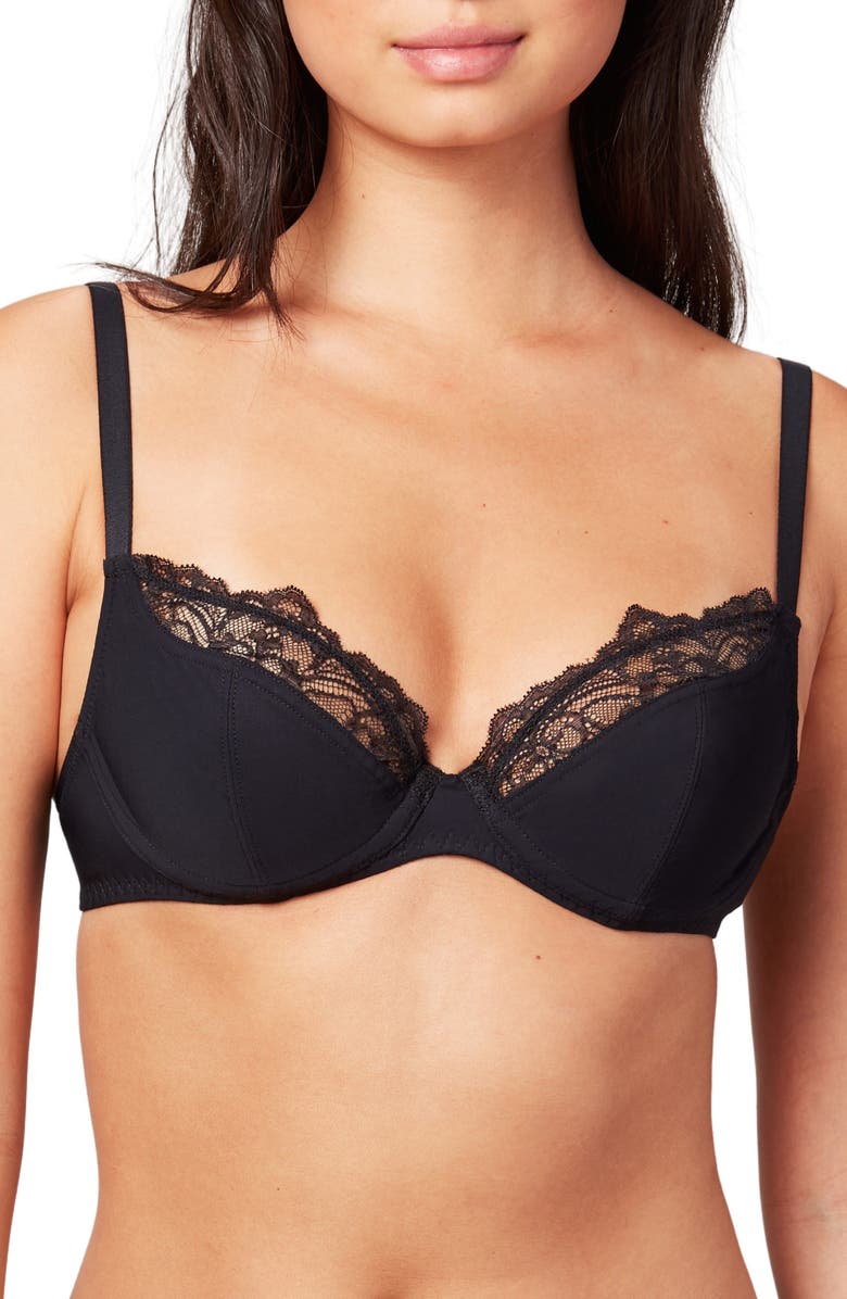 Liberté Crosby Micro Plunge Bra, Main, color, Onyx