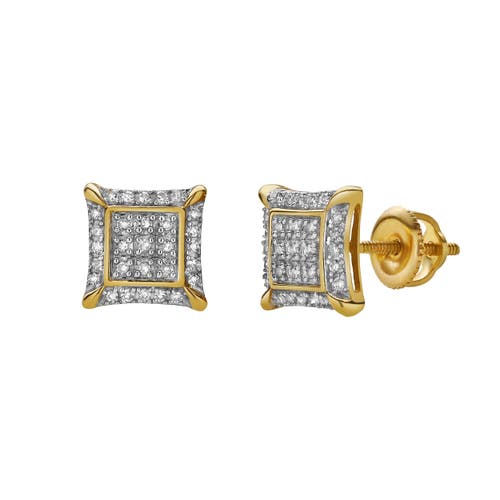 Luvmyjewelry Borrifar 10k Yellow Gold Diamond Unisex Earrings In 10k Yellow Gold