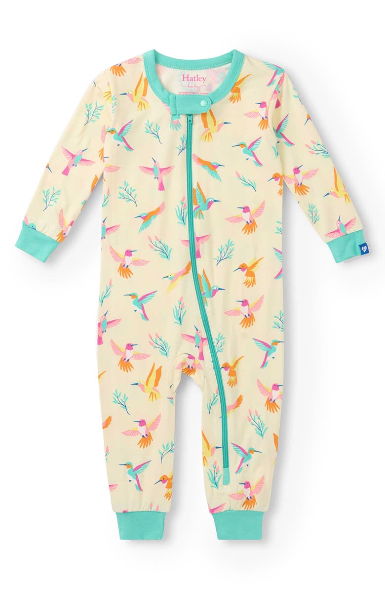 Hatley Kids' Springtime Hummingbird Zip-Up Romper, Main, color, Yellow