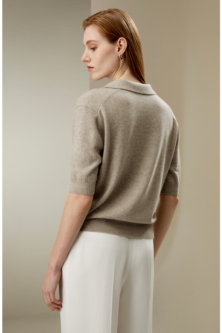 Women's Baby Cashmere Polo Sweater, Alternate, color, Camel