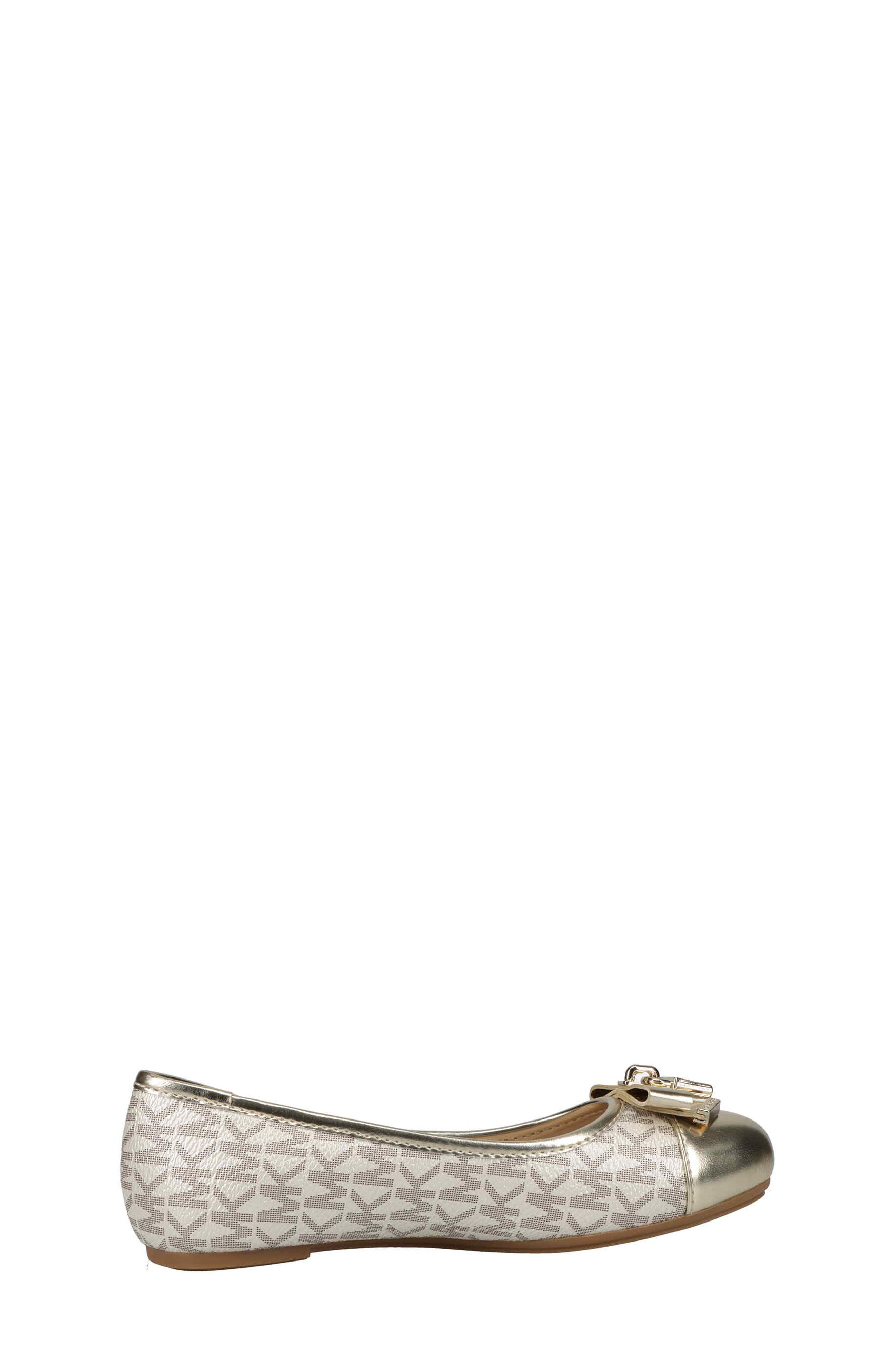 MICHAEL Michael Kors Kids' Kenya Lock Metallic Ballet Flat, Alternate, color, Pale Gold
