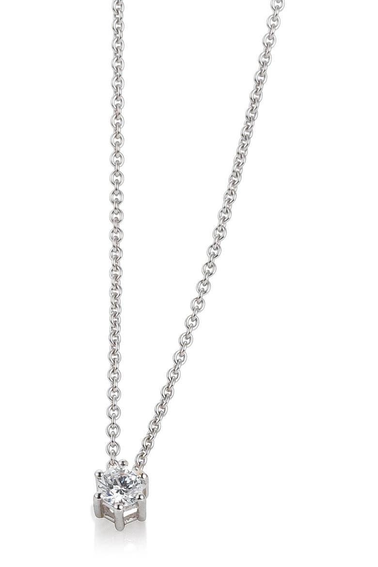 Diamond Solitaire Pendant Necklace - 0.20ct., Main, color, SILVER