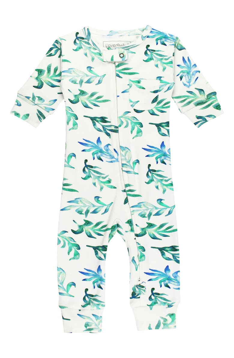 L'ovedbaby Organic Cotton Zip Romper, Main, color, Seaweed