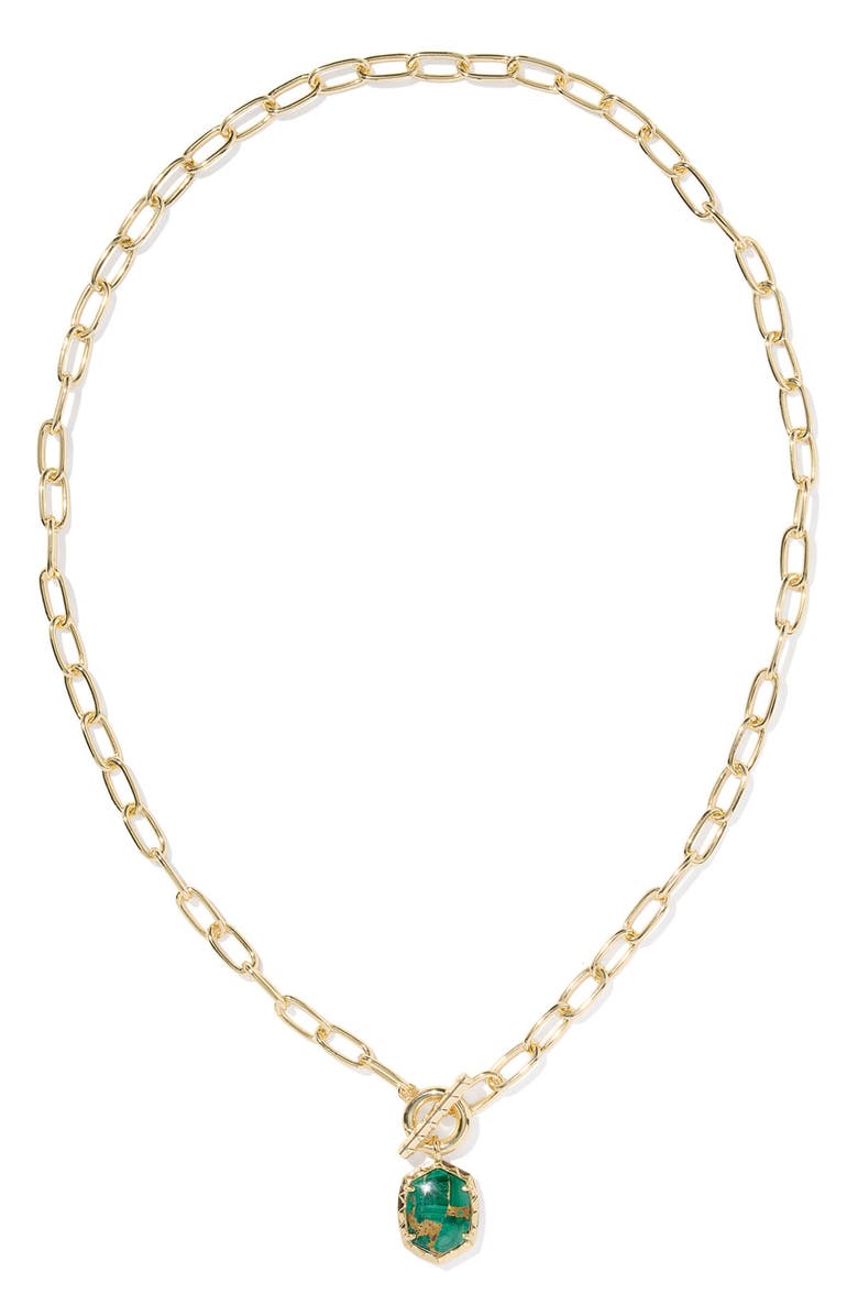 Kendra Scott Daphne Toggle Necklace, Alternate, color, Gold/ Bronze/ Green Malachite