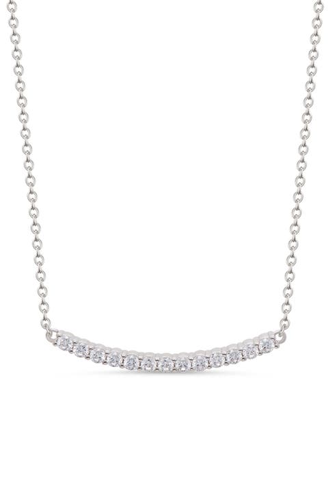 Kids' Cubic Zirconia Bar Pendant Necklace