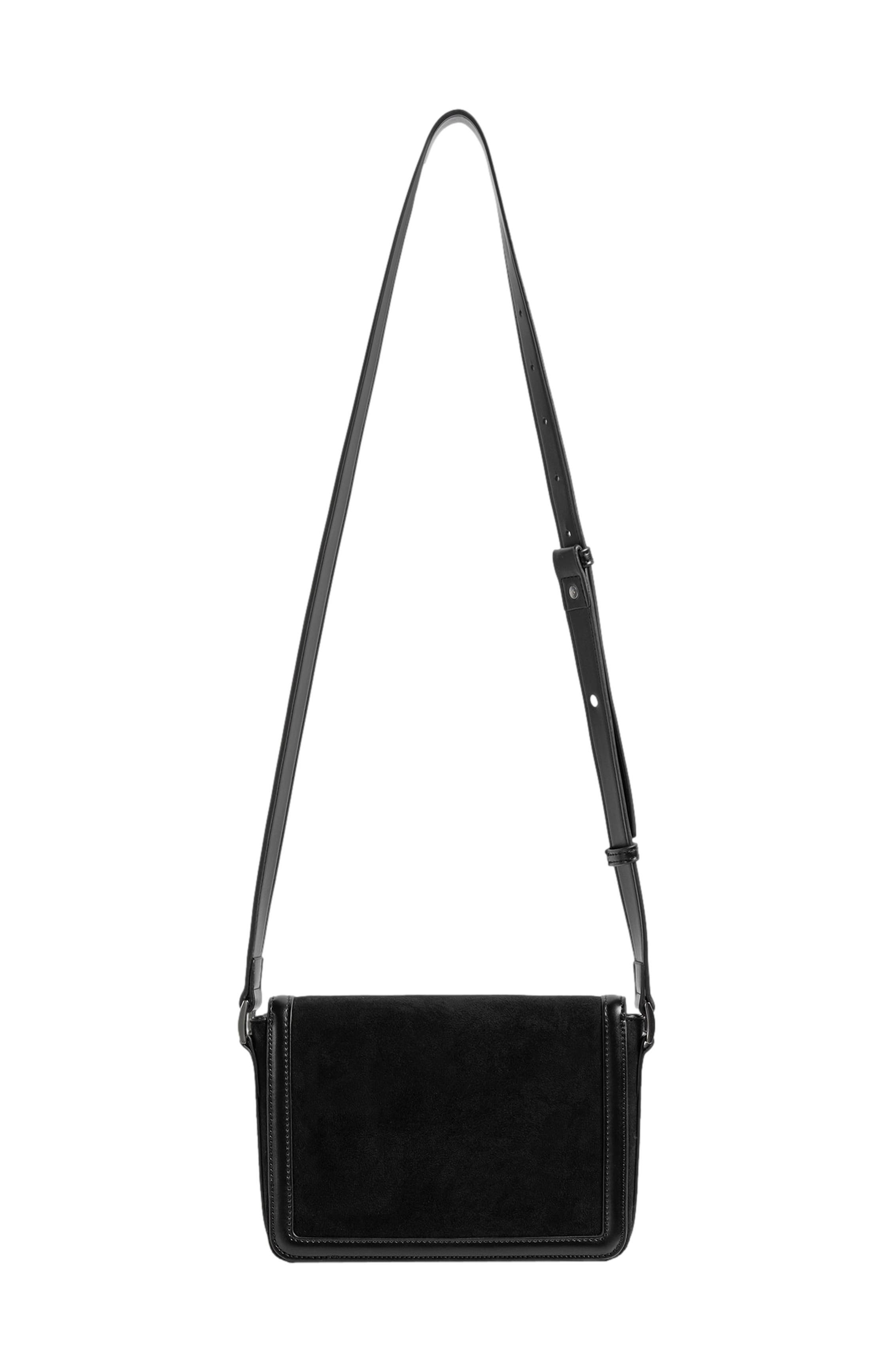 Manière De Voir Suede & Leather Crossbody Bag, Alternate, color, Black