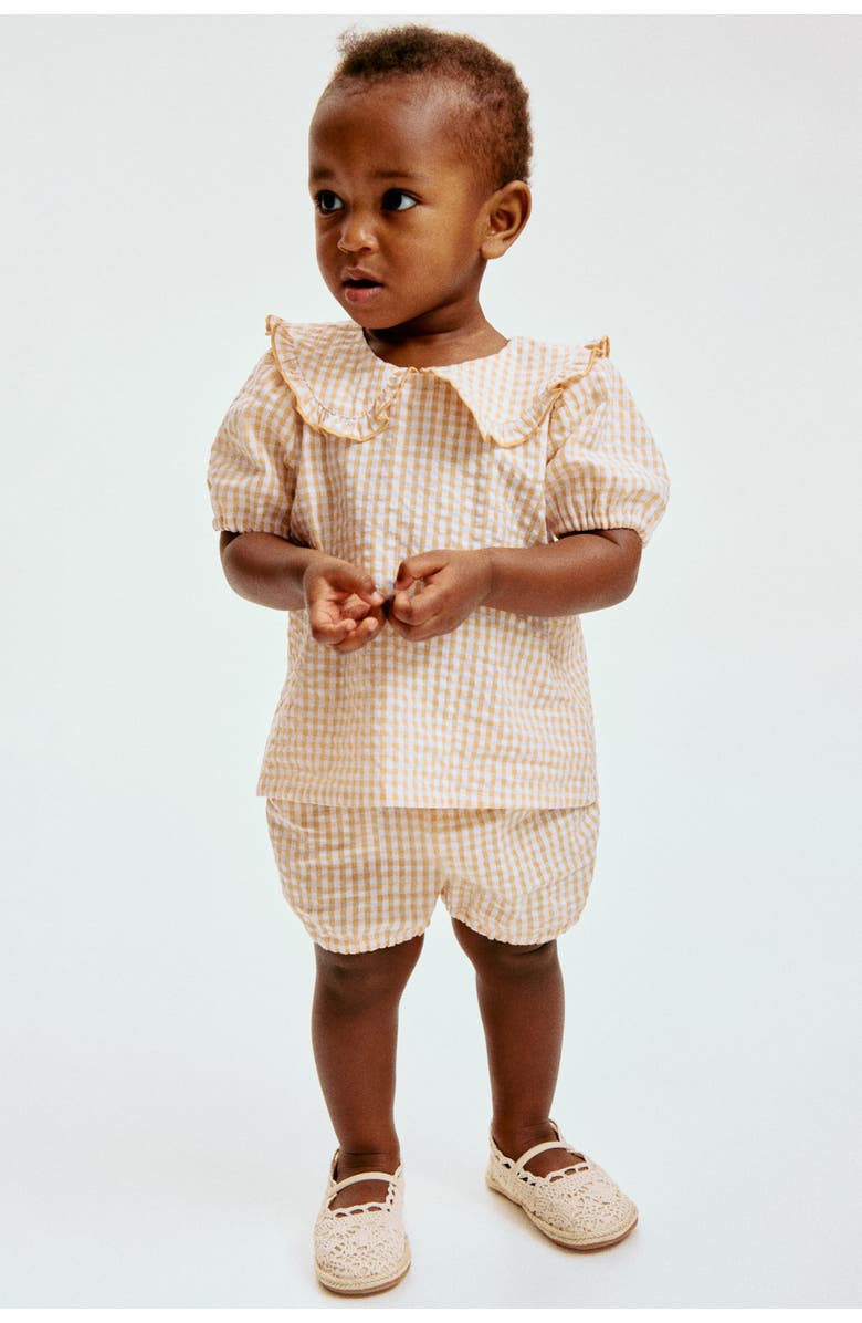 H&M 3-piece Cotton Set, Alternate, color, Dusty Yellow/Checked