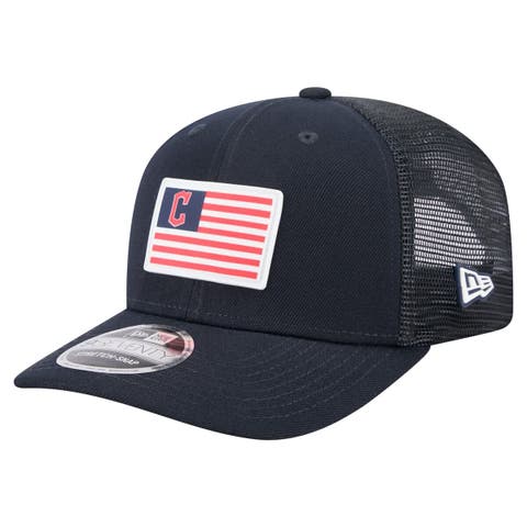 Men's New Era Navy Cleveland Guardians Flag 9SEVENTY COOLERA Stretch-Snap Hat